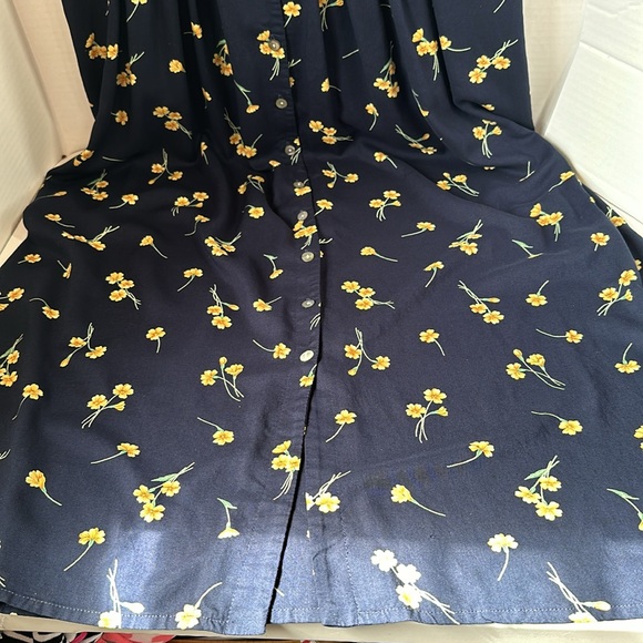 Jessica Howard navy blue and yellow floral button up maxi dress size 14 - Picture 2 of 9